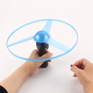 1pc Funny Spinning Flyer Luminous UFO Flying Saucer LED Light Handle Flash Parent-child Interactive Toys for Kids Outdoor Game