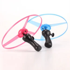 1pc Funny Spinning Flyer Luminous UFO Flying Saucer LED Light Handle Flash Parent-child Interactive Toys for Kids Outdoor Game