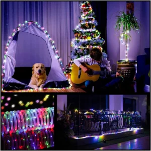 New Year Garland LED Tube Rope Fairy Lights Waterproof Garland Battery Operated 150 LEDs For Indoor Outdoor Christmas Decoration