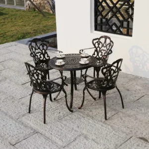 Outdoor Cast Aluminum Tables And Chairs Courtyard Garden Hotel Urniture Terrace Combination leisure Metal Round Patio Table