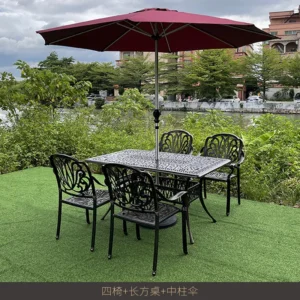 Outdoor furniture cast aluminum tables and chairs leisure garden courtyard waterproof iron tea table combination