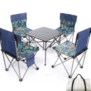 Outdoor portable camping table aluminum alloy leisure folding table and chair cover art sketch camping picnic set