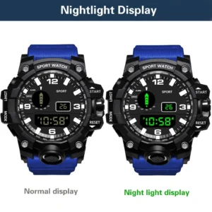 YIKAZE Men's LED Digital Watch Men Sport Watches Fitness Electronic Watch Multifunction Military Sports Watches Clock Kids Gifts