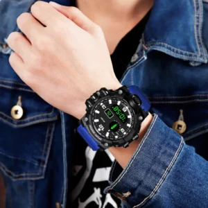 YIKAZE Men's LED Digital Watch Men Sport Watches Fitness Electronic Watch Multifunction Military Sports Watches Clock Kids Gifts